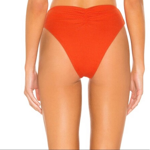 Sylvie High Waist Bikini Bottom in Hot Coral - Picture 3 of 8